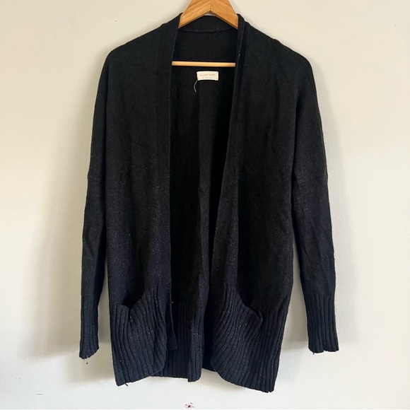 Aritzia Babaton Azure Skies Cashmere Wool Black Open Front sweater cardigan S - Picture 5 of 11